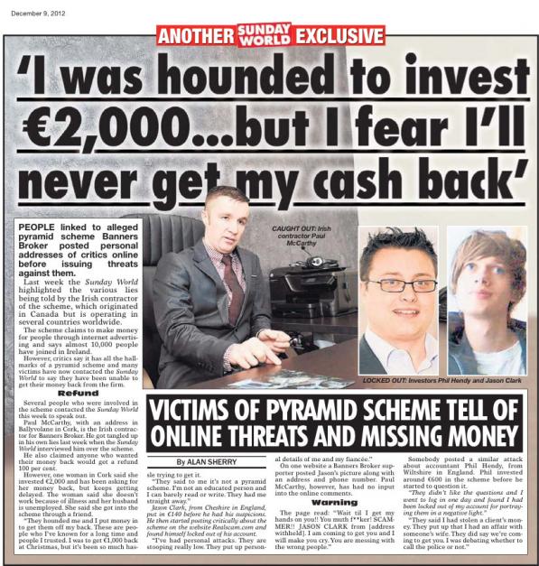 Banners Broker in the Sunday World
