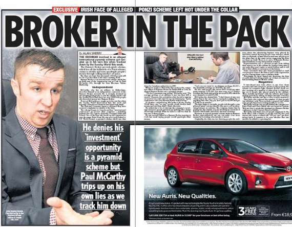 Banners Broker in the Sunday World