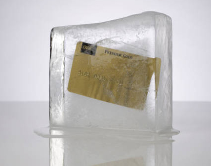 Credit card in ice
